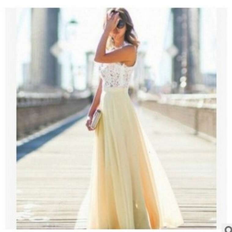 New European and American lace patchwork chiffon extra long dress, 5 colors, size 5, 2025 new casual versatile fashion clothing