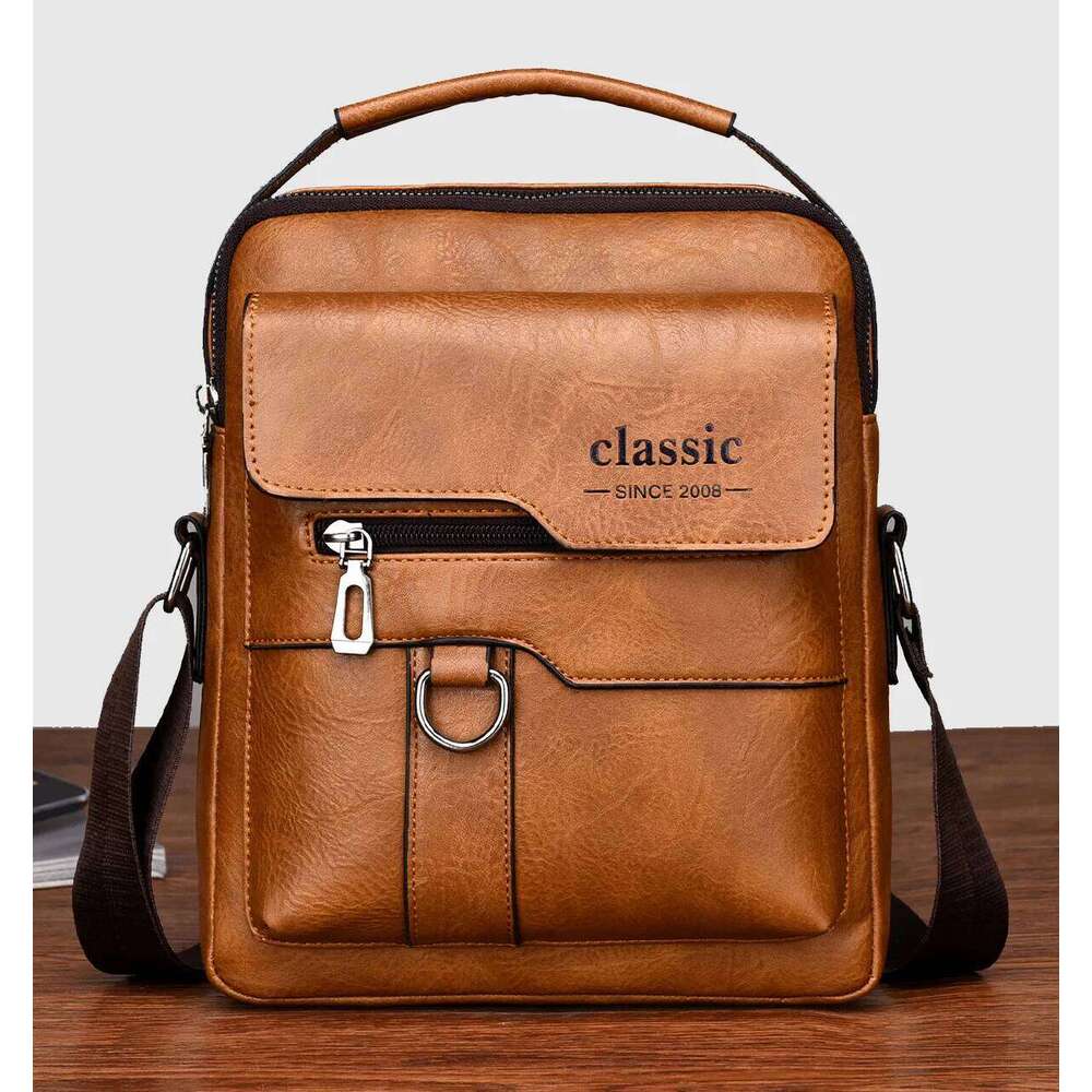 2024 New Brand Crossbody Leather Shoulder Bag For Men Handbags Brown Business Large Capacity Messenger Side Bags