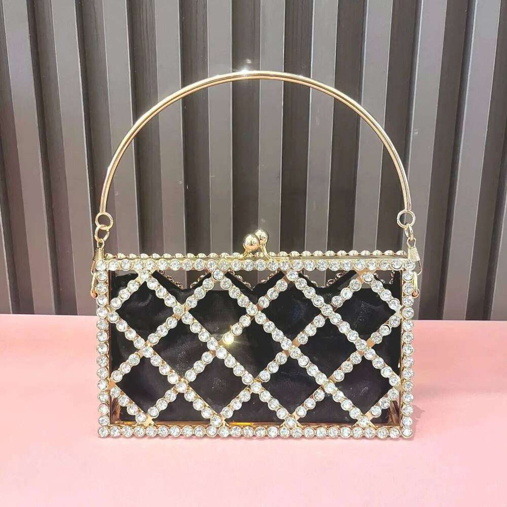 Handmade Rhinestones Evening Crystal Bags For Women Purses And Handbags Designer Metal Banquet Bag