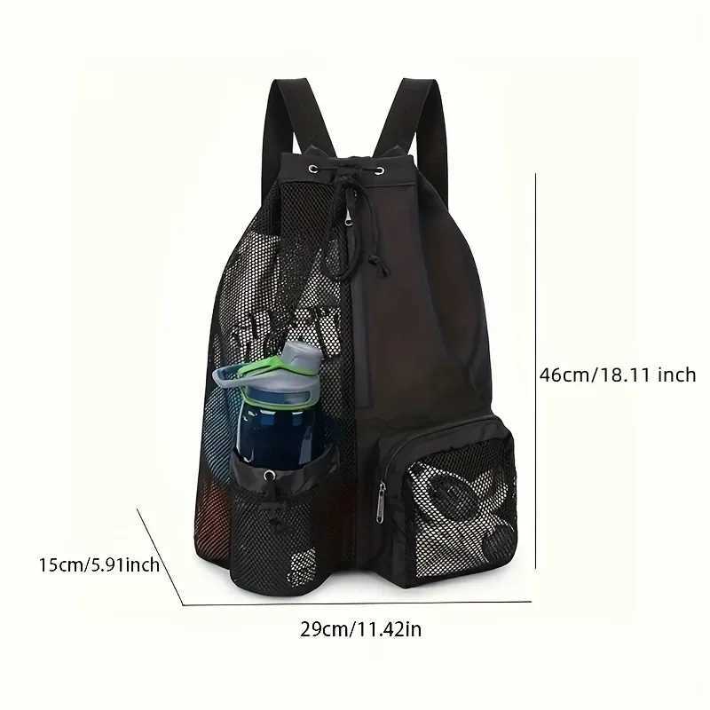 Swim Bag Mesh Drawstring Backpack with Wet Pocket Multipurpose Beach Backpack for Swimming Gym and Workout Gear W250603