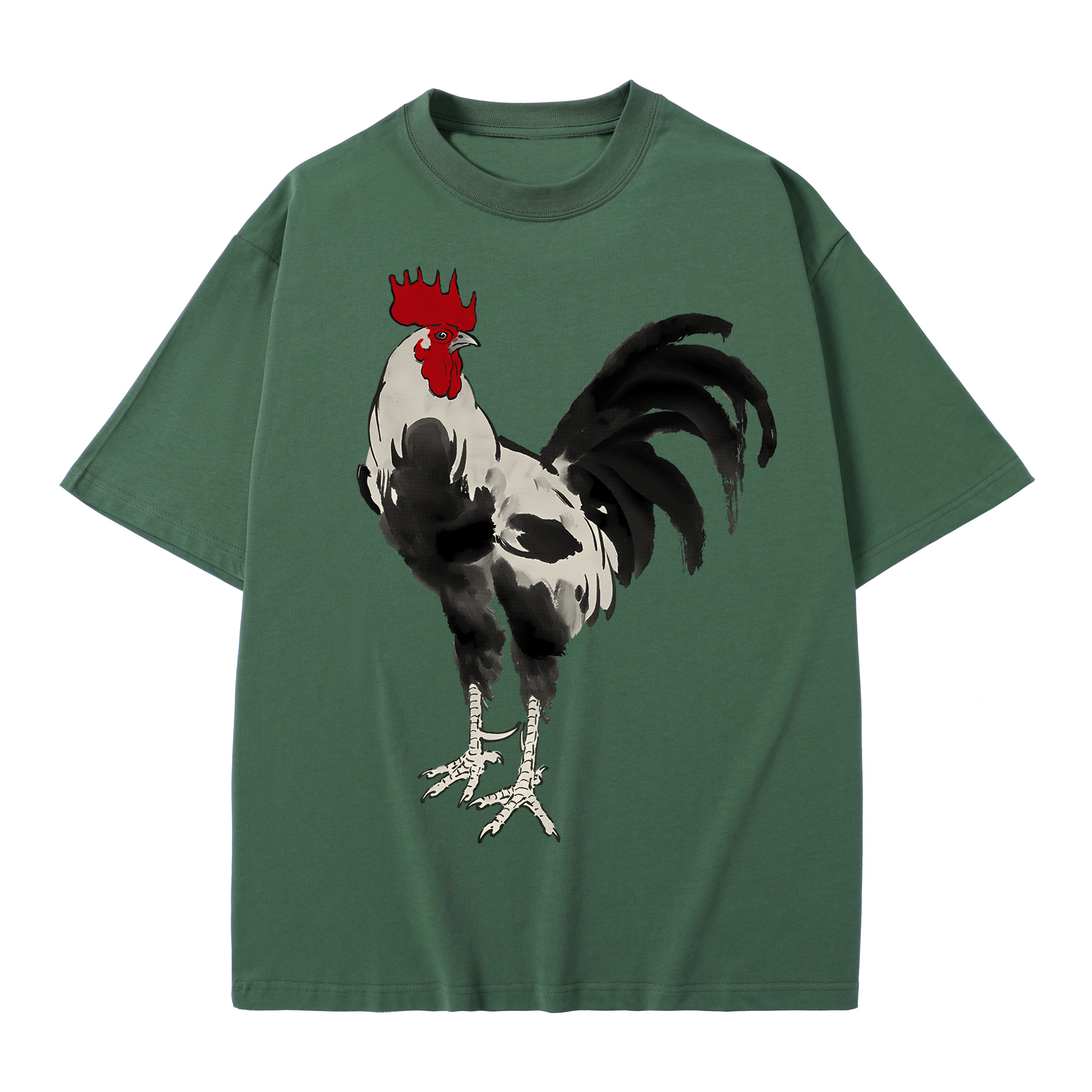T-shirt men's top designer cotton T-shirt the silvery rooster short sleeved clothing high-quality fashionable T-shirt BROADTRUE