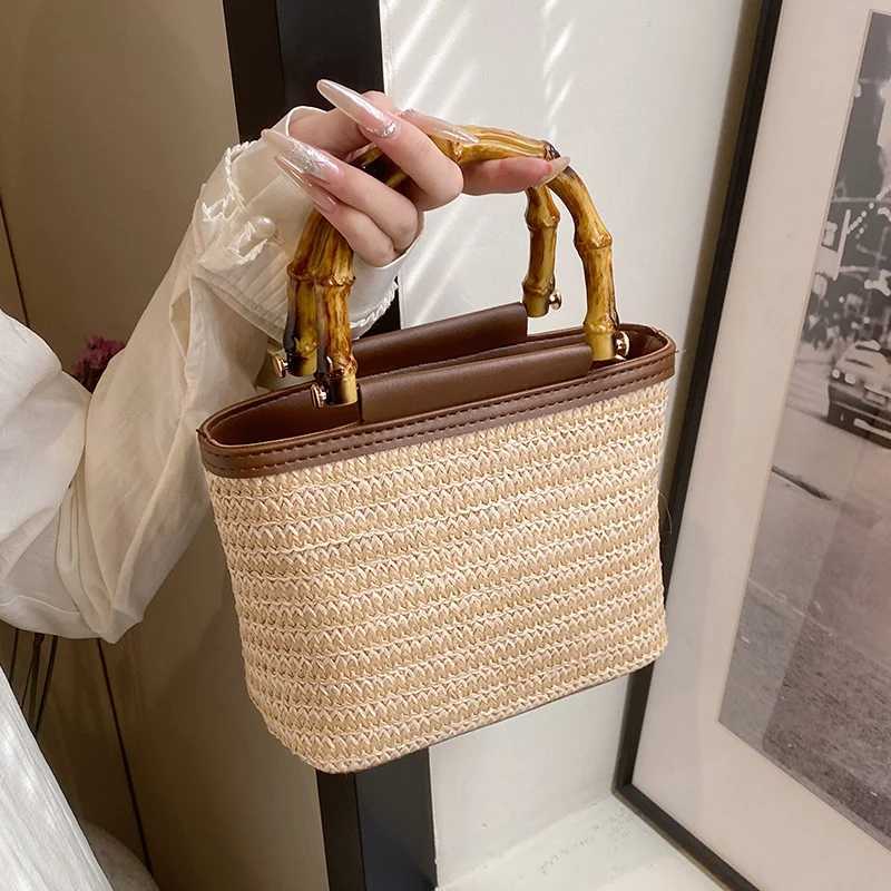 Summer New Niche Crossbody Bag Handwoven Small Bucket Handbag Womens Quality Straw Tote BagXJ250604