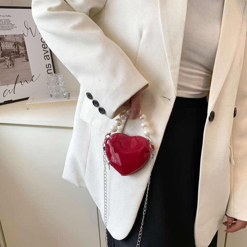 Women's New Korean Style Heart Mini Pearl Handbag Shoulder Crossbody Bag Lipstick Coin Purse
