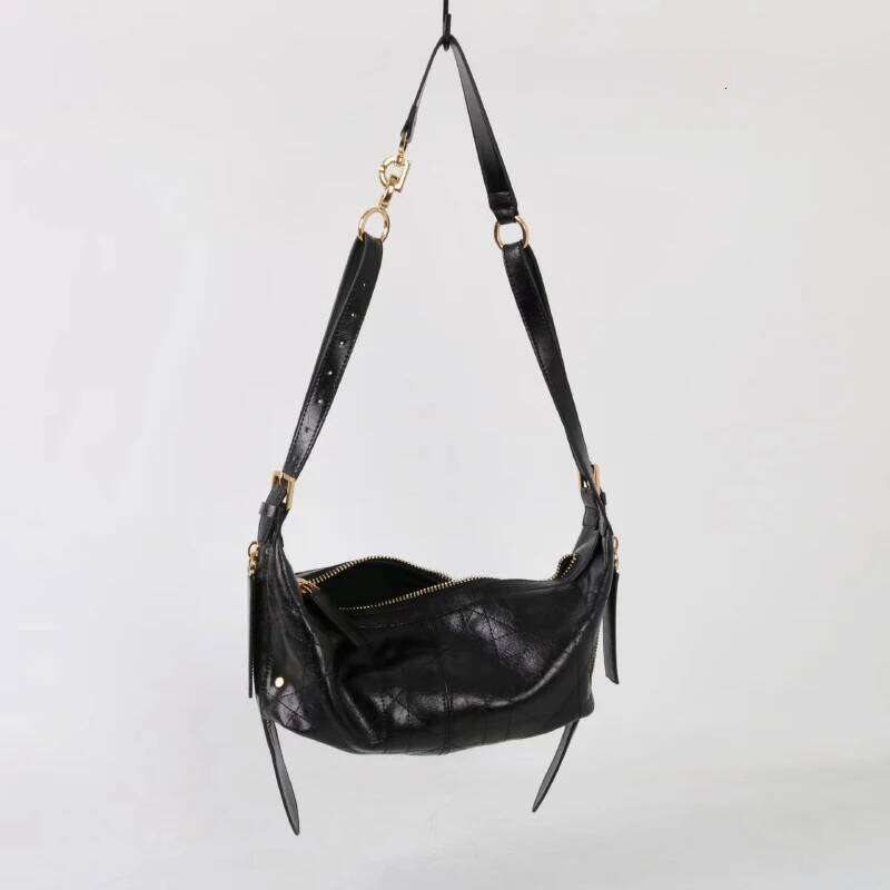 2025 Design Pleated Cowhide Shoulder Bags Women Casual Fashion Soft Tote Elegant Commute Handbag Crossbody Bag Female