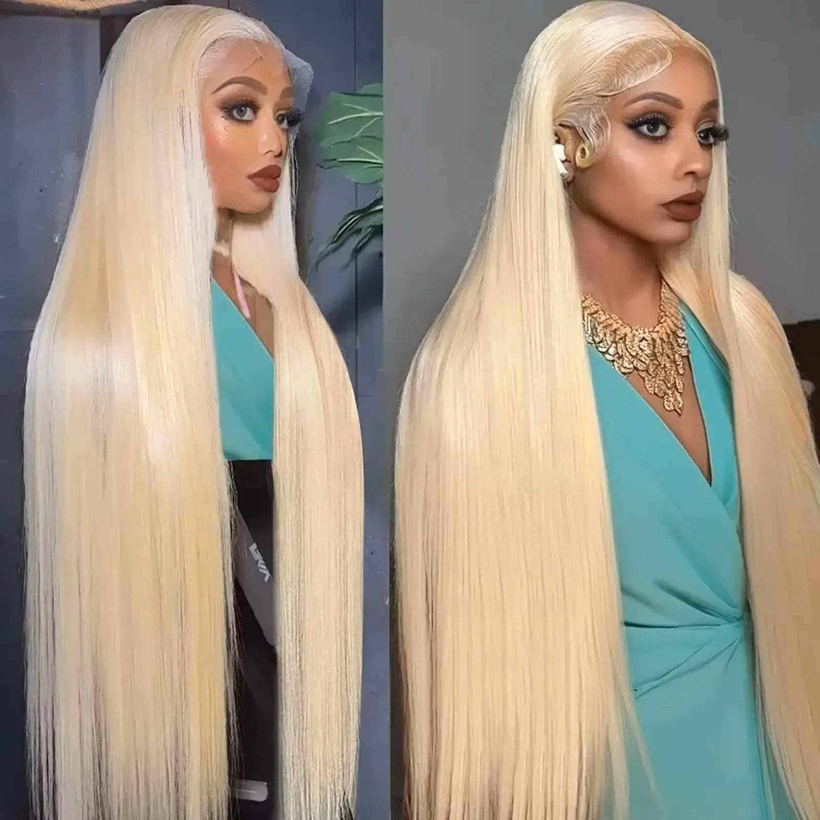 13x4 13x6 HD Transparent Full Frontal Lace 613 Blonde Colored Straight Human Hair Wigs Lace Front Wigs For Women 34 36 Inches Synthetic