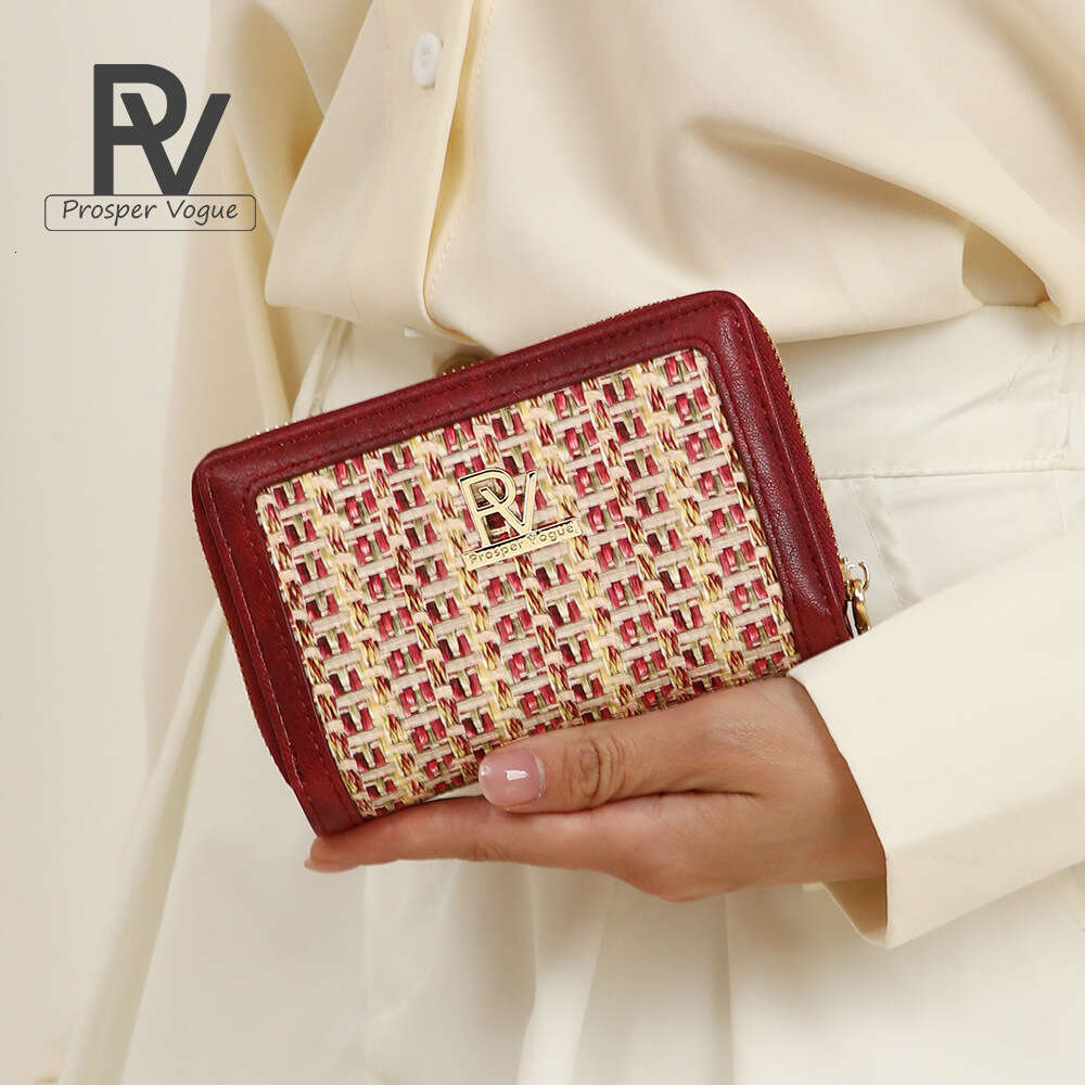 Korean Style Wallet for Women, INS Fashion, Patchwork Woven PU, Anti-theft, Multi-functional Short Coin Purse