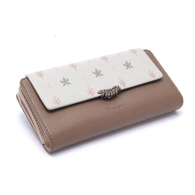 Autumn and winter new wallet women's long Korean PU printed zipper buckle folding can be expanded large capacity multi-card fash
