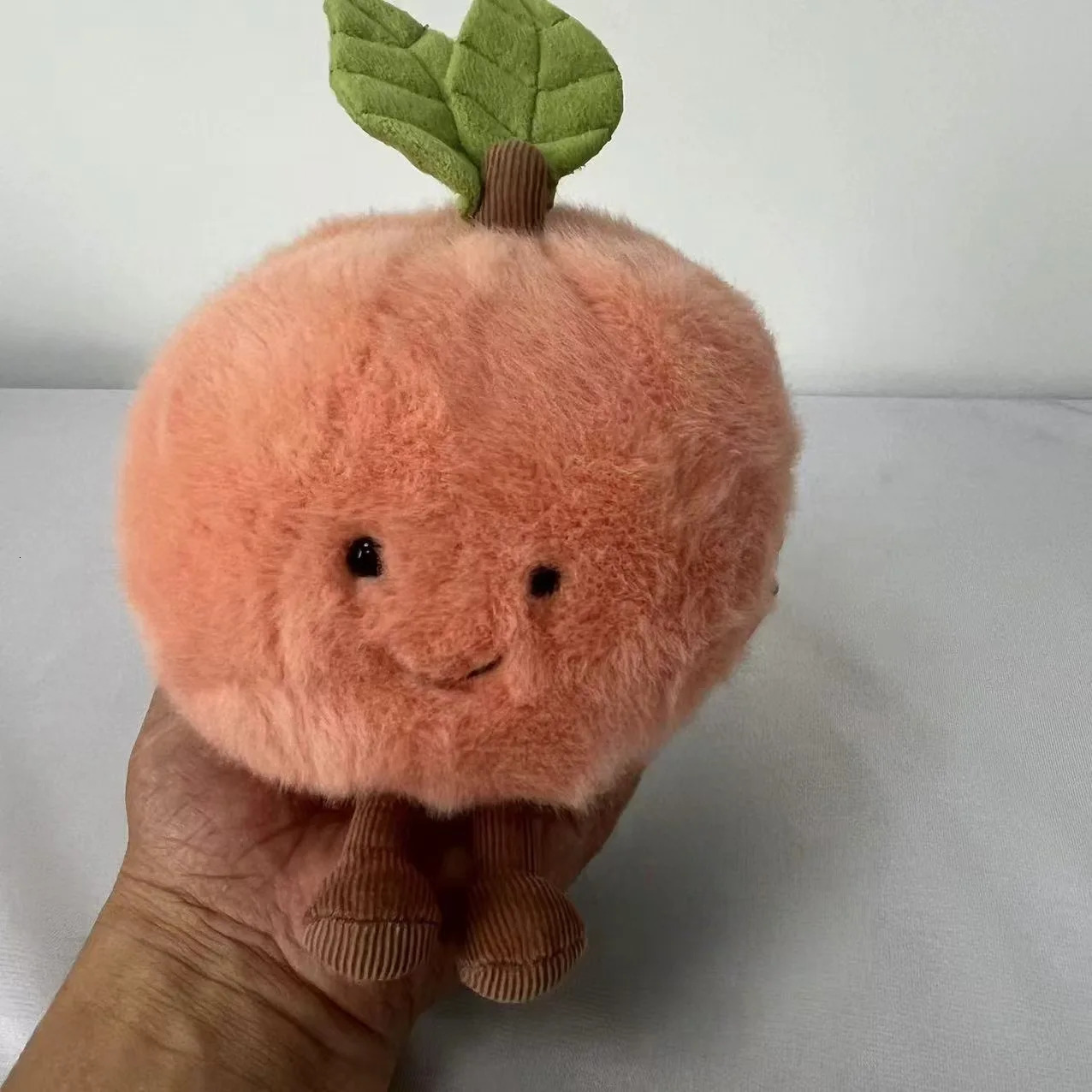 2025 Jelly Cat Peach Pear Cherry Plush Doll Smiling Face Fruit Series Home Bedroom Decoration Pet Interactive Toy Birthday Gift 250604