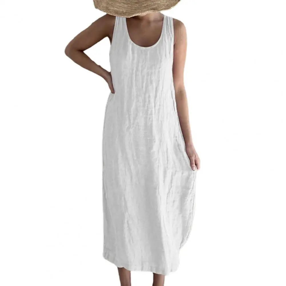 100% Cotton Linen Women S Dress Casual Strap Elegant Dresses For Women Vestido Feminino 250604