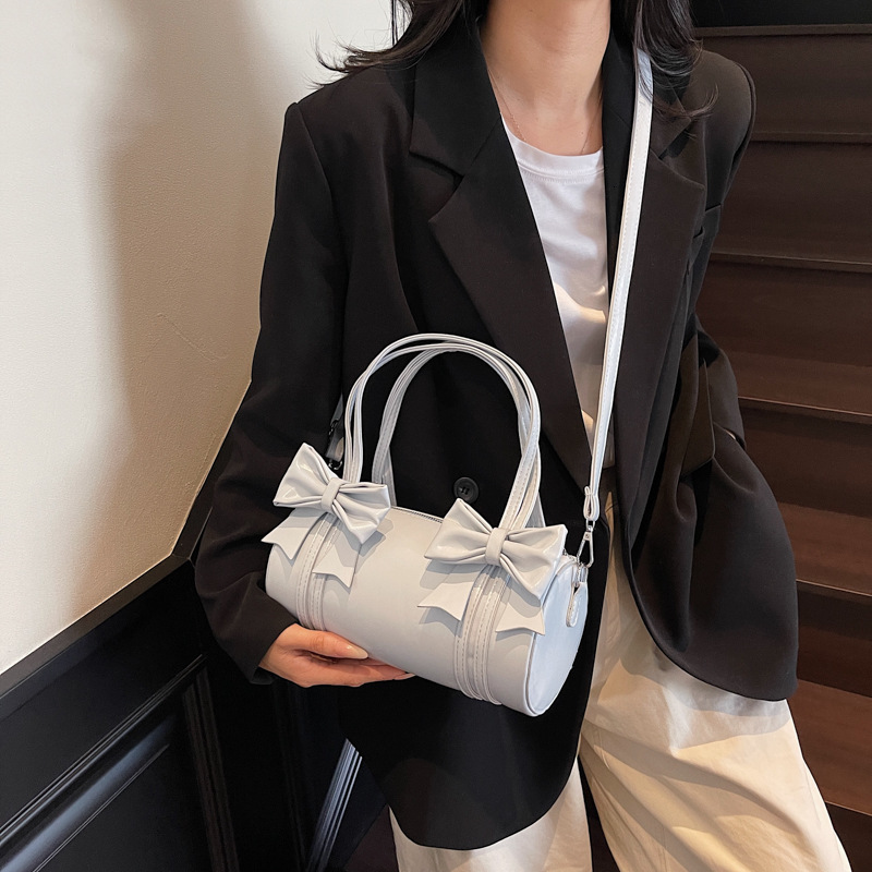 designer Trendy Niche Bowknot Handbag for Women 2025 New Versatile Shoulder Underarm Bag Casual Crossbody Cylinder Bag