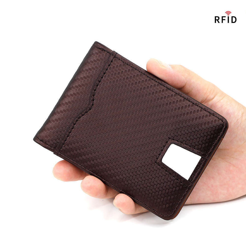 Men's Simple Short RFID Anti-theft Card Holder Coin Purse Woven Pattern 80% off Wallet