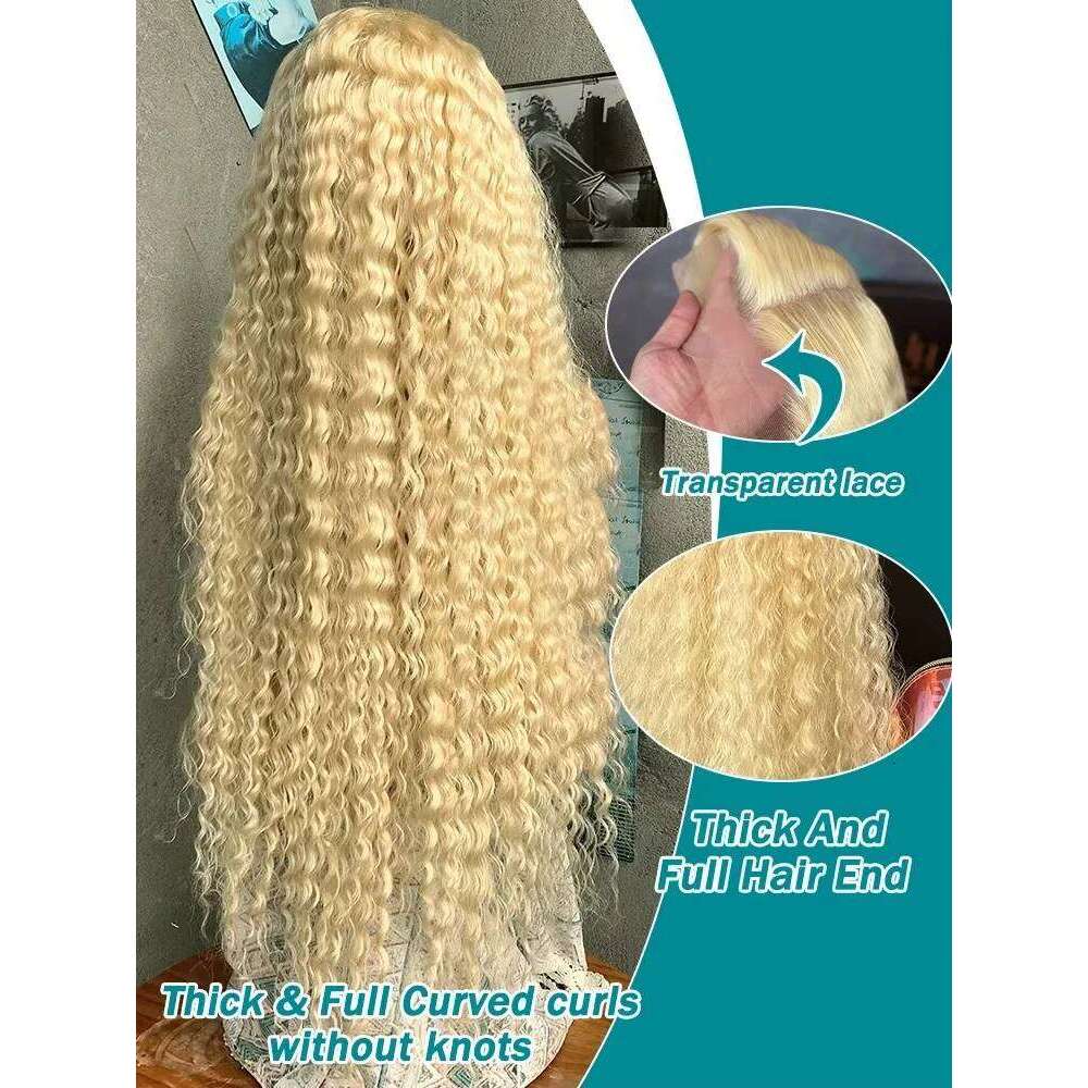 Curly 250% 13x6 HD 30 40 Inch 613 Honey Blonde Color Human Hair Wigs 13x4 Loose Deep Wave Lace Frontal Brazilian Remy Wig