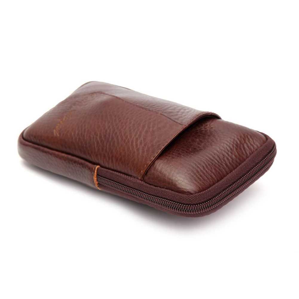 Men Vintage Pure Color Cowhide Small Waist Packs Wallet Fashion Mobile Phone Bag Mini Fanny Pack Wallet Belt Pouch Coin Purse W250604
