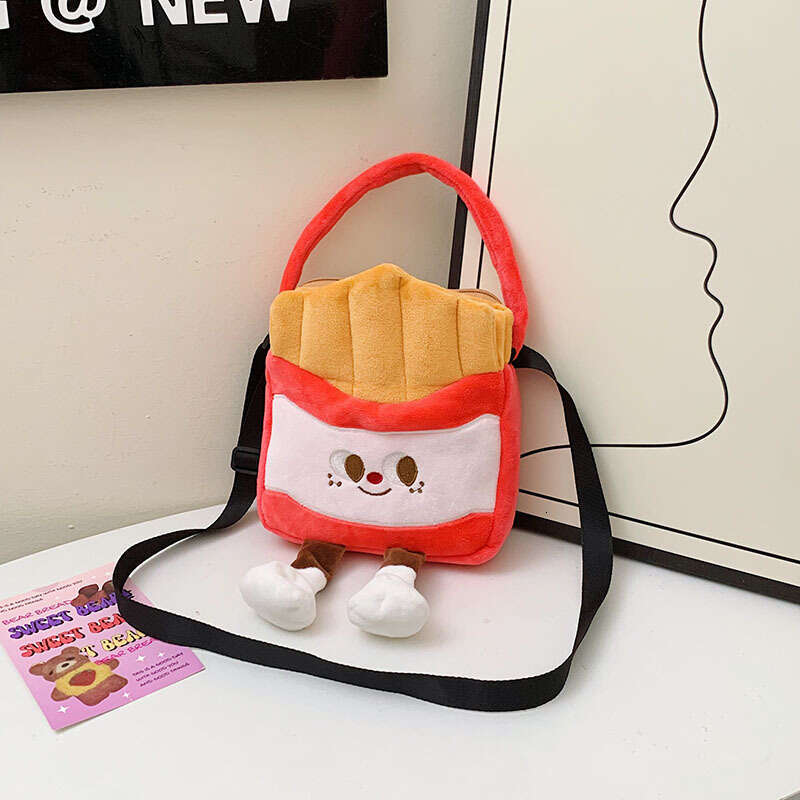 Creative Funny Ins Hamburger French Fries Cola Shoulder Crossbody Bag Soft Cute Girl Plush Handbag