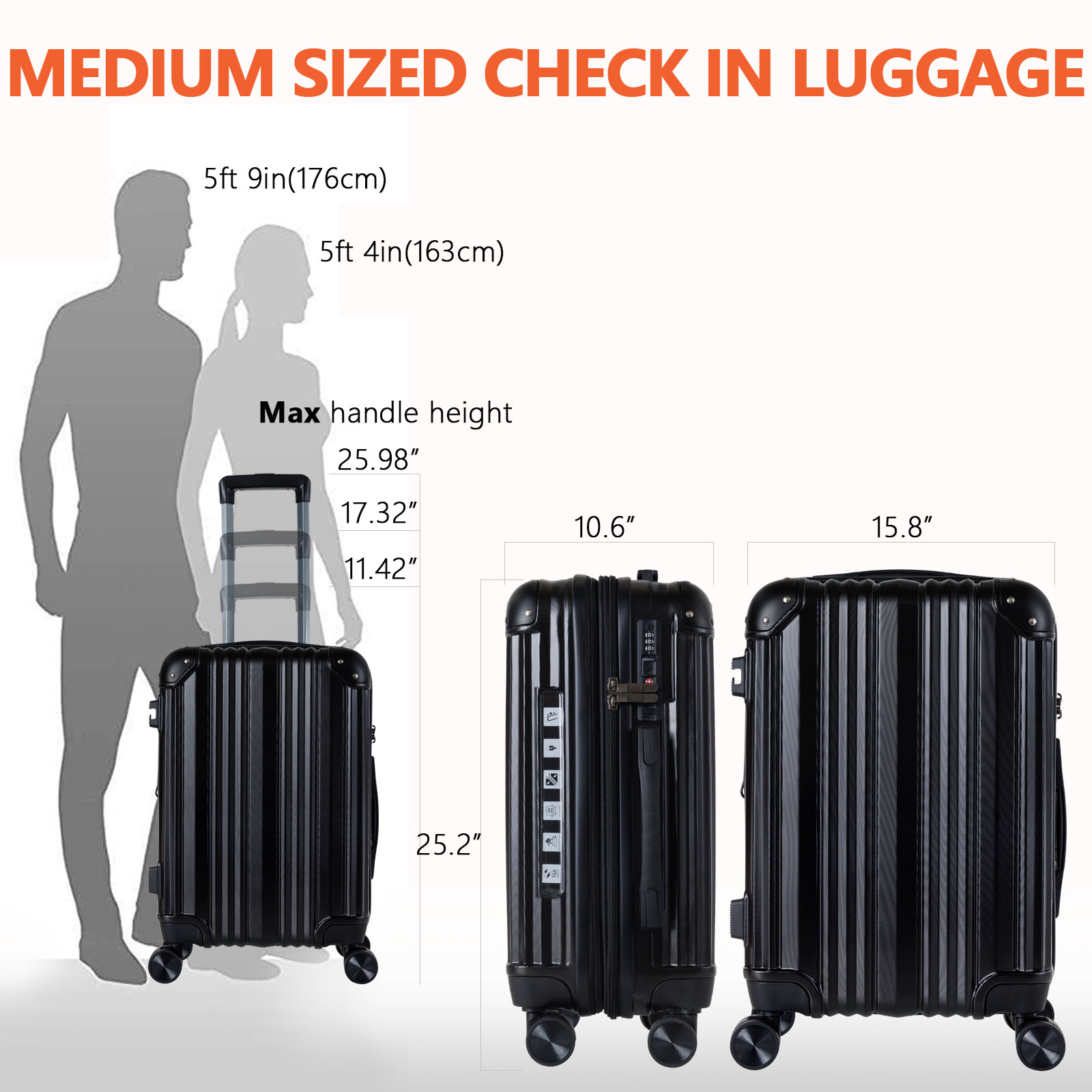 24-Inch Expandable Carry On Suitcase with TSA Lock | ABS Luggage with Corner Protectors | Durable Personal & Business Travel Luggage