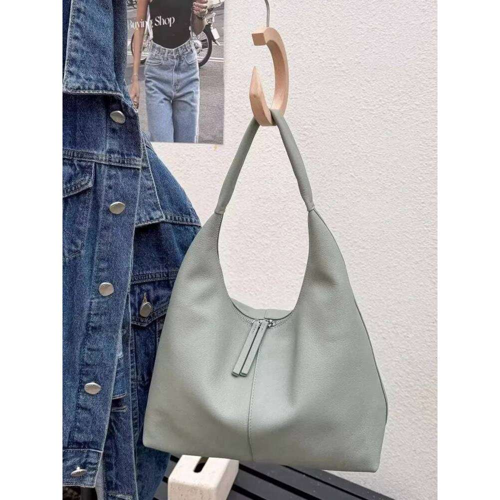 Ladies Spring Summer Office Genuine Leather Dumpling Bun Fashion Leisure Versatile Handbag Armpit Underarm Shoulder Bag