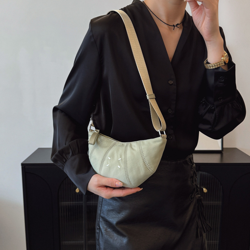 designer Canvas Lazy Style Croissant Bag for Women 2025 New Fashion High-Quality Niche Design Single Shoulder Crossbody Dumpling Bag