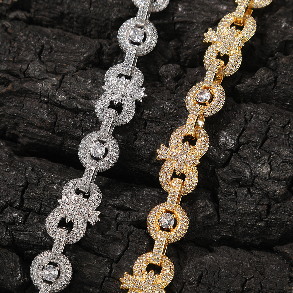 High Quality 12mm Charm Cross Infinite Chain Necklace Bracelet 5A Zircon Spring Clasp Jewelry