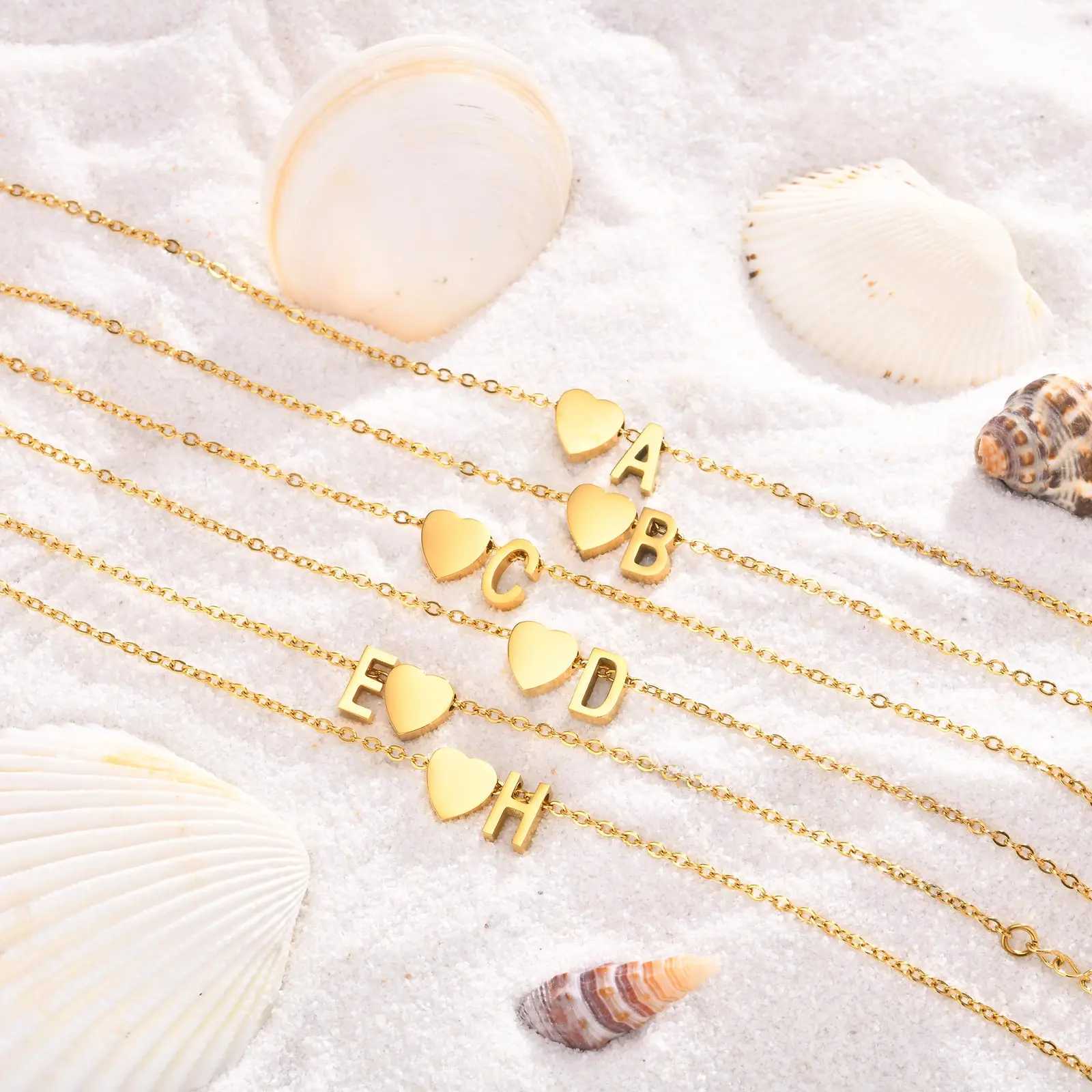 Bohemia A-Z Letter Initial Anklet for Women Gold Color Heart Alphabet Ankle Bracelet Beach Party Travel Fashion Foot Jewelry W250604