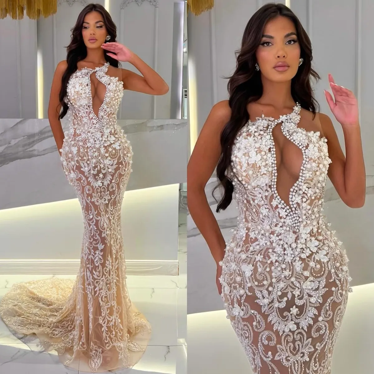 Luxury One Shoulder Prom Dress Customized Glitter Beaded Appliques Party Gowns Sleeveless Floor Length Formal Evening Dresses