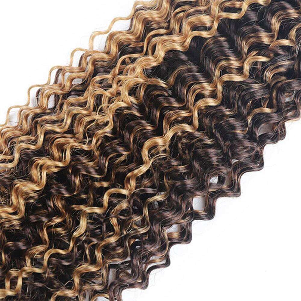 427 Highlight Human Bundles Honey Blonde With 13x4 Lace Closure Remy Hair Extention Brown Curly 18-36 Inch