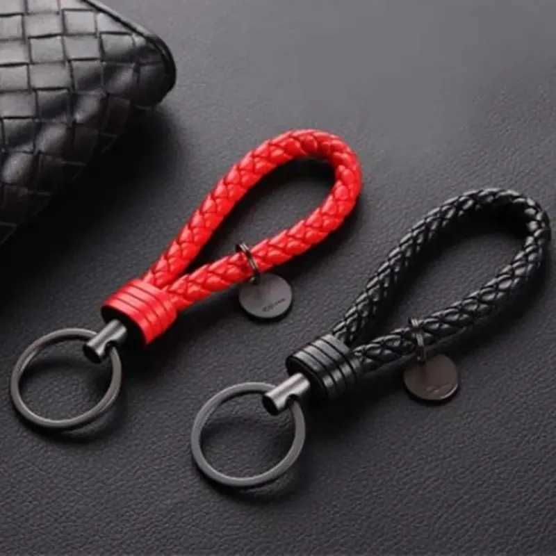 2Pcs/Set PU Leather Braided Woven Rope Keychain DIY Bag Pendant Key Chain Holder Key Car Trinket Keyring Men Women Gift Jewelry M250604