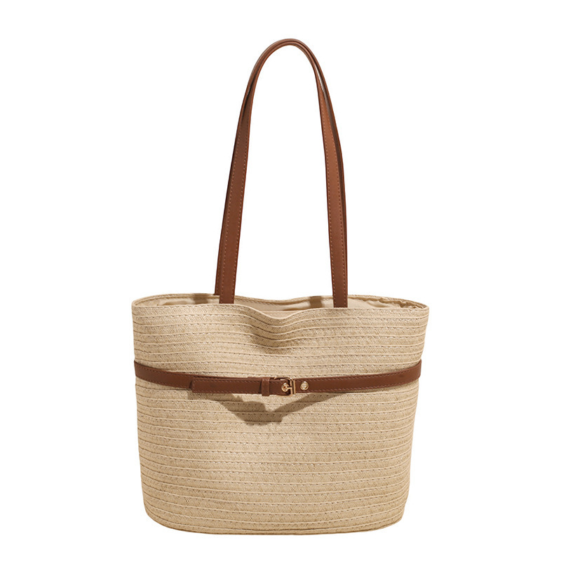 designer 2025 Summer New Beach Straw Bag Casual Simple Travel Vacation Fashion Versatile Women's Sho