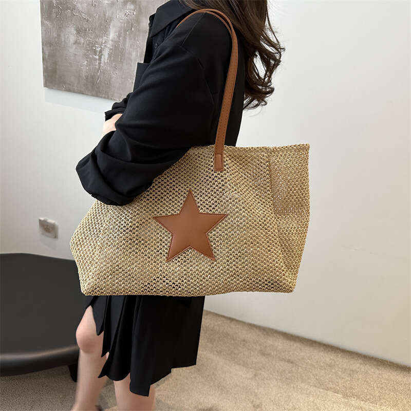 Straw Large Capacity Tote 2024 New Fashion Vacation Style Woven Simple Shoulder Underarm Bag