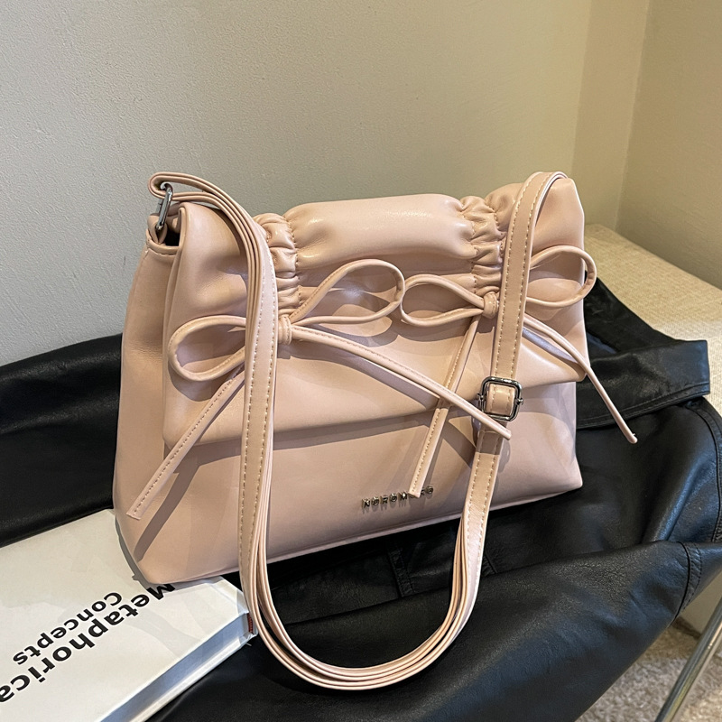 Korean Designer Style Retro Fashion Large Capacity Bag For Women 2025 Shopping Bag Free Shipping New Bowknot Small Square Bag Niche High-end Shoulder 