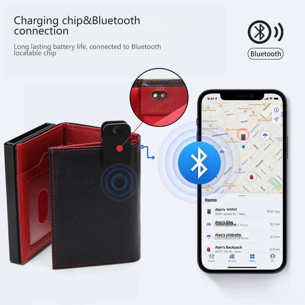 Bluetooth Chip Positioning Men's Short 70% off Metal Card Holder Anti-Degaussing Vertical Genuine Leather Wallet