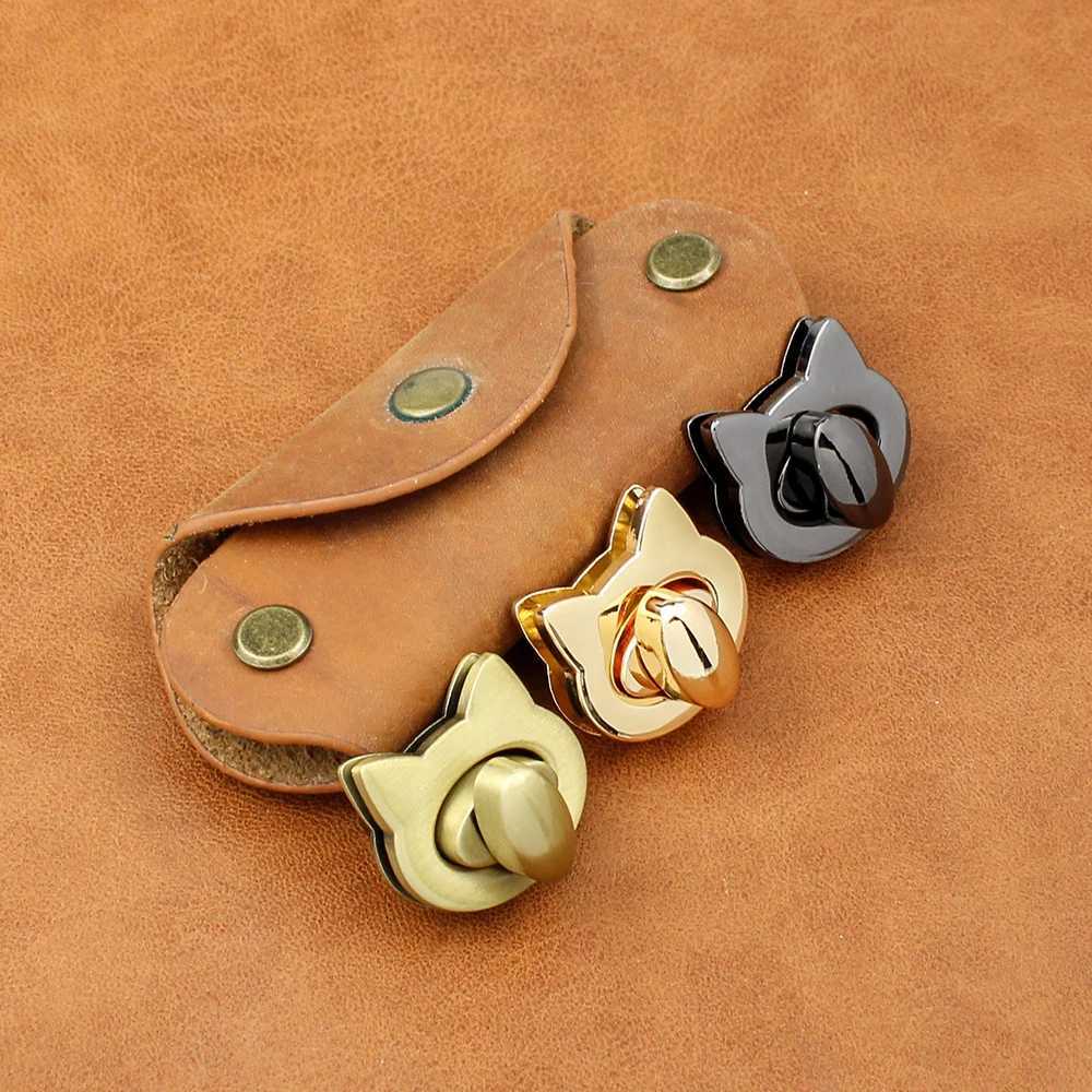 10Pcs 2.1CM Mini Cute Cat Alloy Turn Lock Twist Lock Clasp Durable Women Shoulder Bag Leather Handbag Accessories W250604