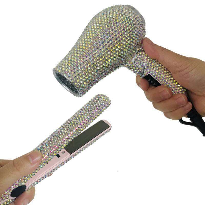 Mini Portable Blow Set Travel And Small Flat Iron With Rhinestone Folding Handle Hair Dryer For Women