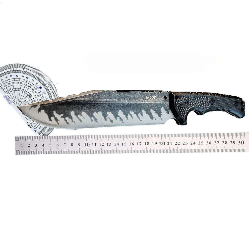 Outdoor obstacle removal and chopping integrated keel straight high hardness wilderness survival self-defense portable military knife, long version