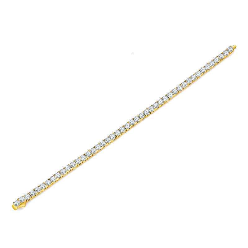 3Mm 4Mm 5Mm 925 Sterling Silver With Gold Plating Chain Moissanite Tennis Bracelet for Gifts Wholesale Jewelry