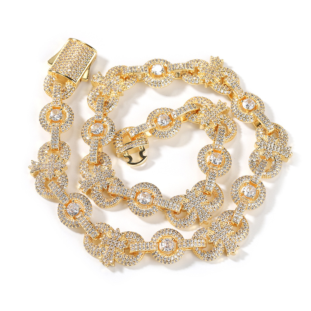 High Quality 12mm Charm Cross Infinite Chain Necklace Bracelet 5A Zircon Spring Clasp Jewelry