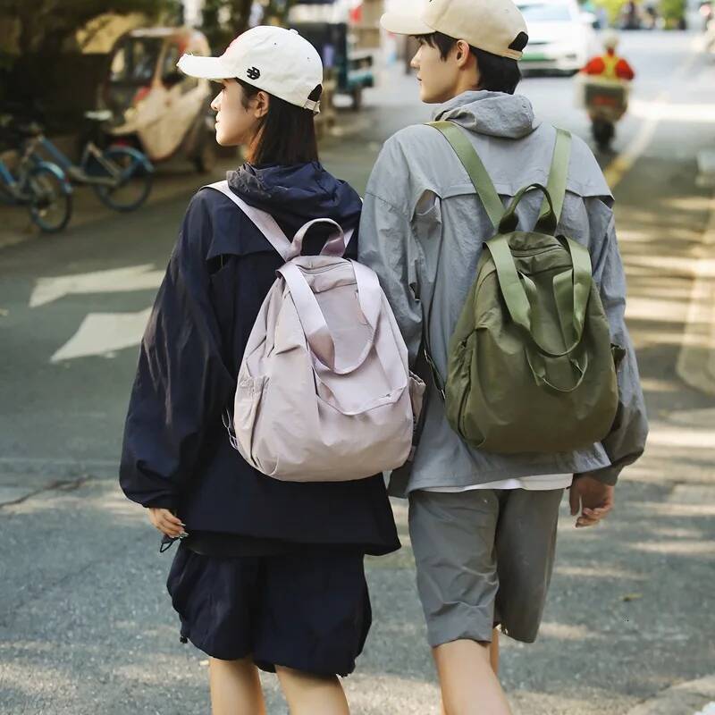Waterproof Simple Couple Solid Color Versatile Portable Large Capacity Women's Daily Soft Backpack Gifts