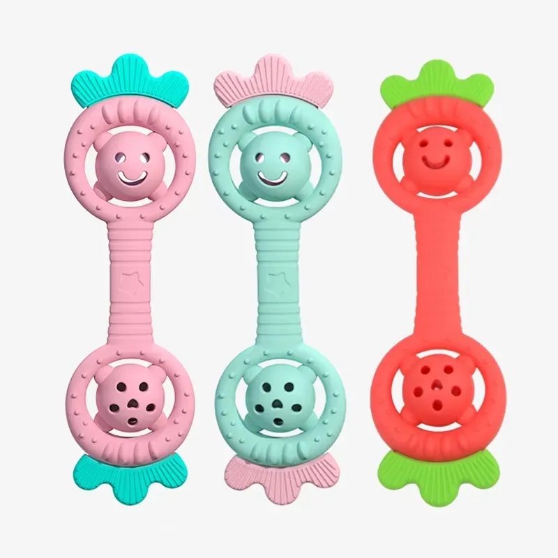 Silicone Baby Teether Chewable Teething Toy Strawberry Rattle Oral Motor Toy BPA Free Food Grade Newborn Boy Girl Sensory Products ZZ