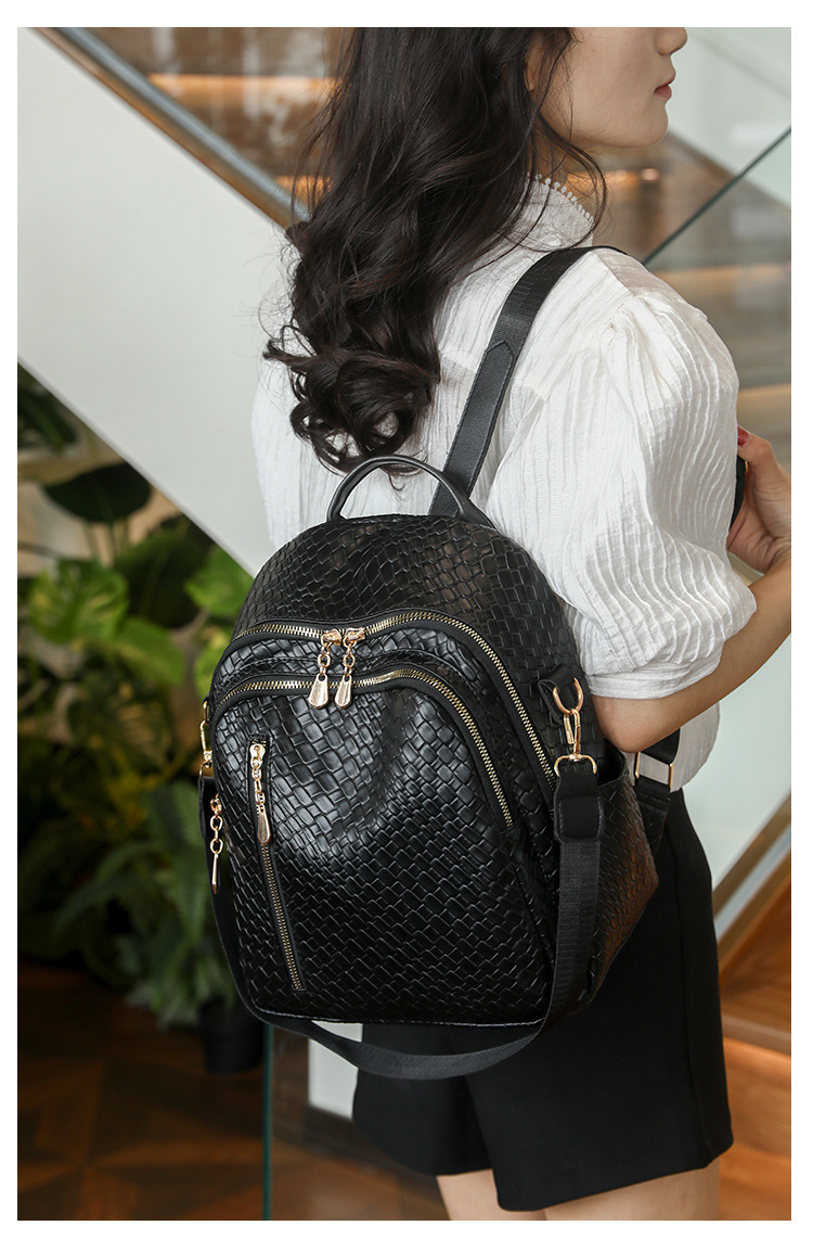 Free Shipping Backpack New Style Women's Simple Backpack Woven Designer Bag Pattern Backpack High-end Fashion Lightweight Outdoors Mom Bag