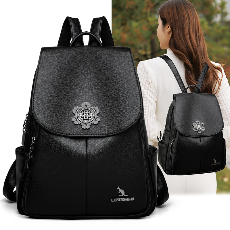 Free Shipping Middle-aged Women's Backpack Texture New Mother And Baby Bag Lightweight Backpack Soft Leather Large Capacity Travel Bag Mother Bag