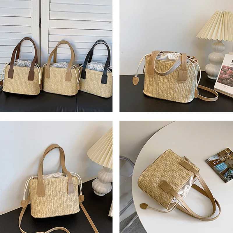Fashion Bucket Crossbody Bags For Women Summer Handbags Casual Straw Shoulder Bag For Travel/Vacation Ladies Beach Bag XJ250604