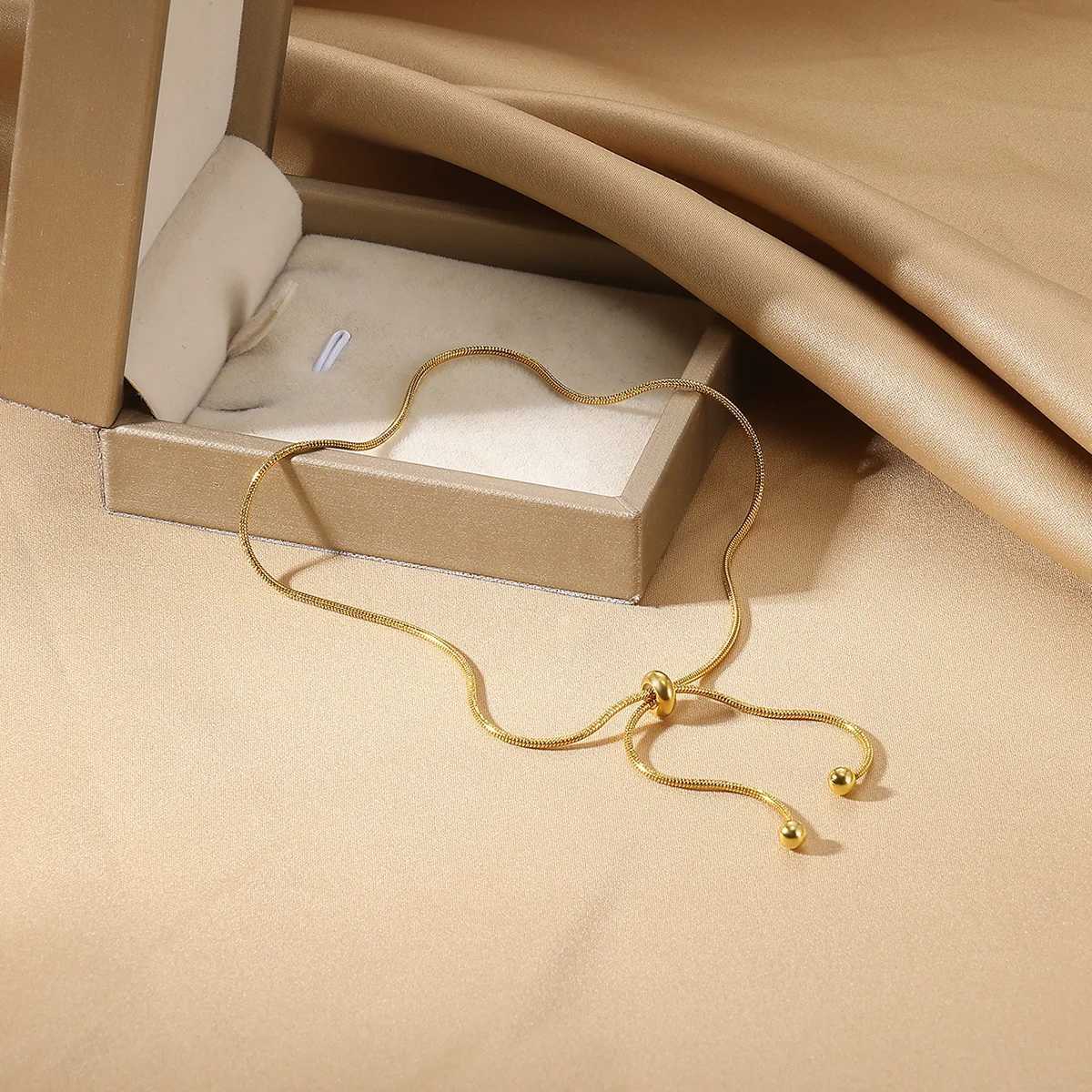 Summer Adjustable Chain Anklet Bracelet For Women Fashion Thin Chain Anklet Foot Beach Stainless Steel Waterproof Jewelry Gifts W250604