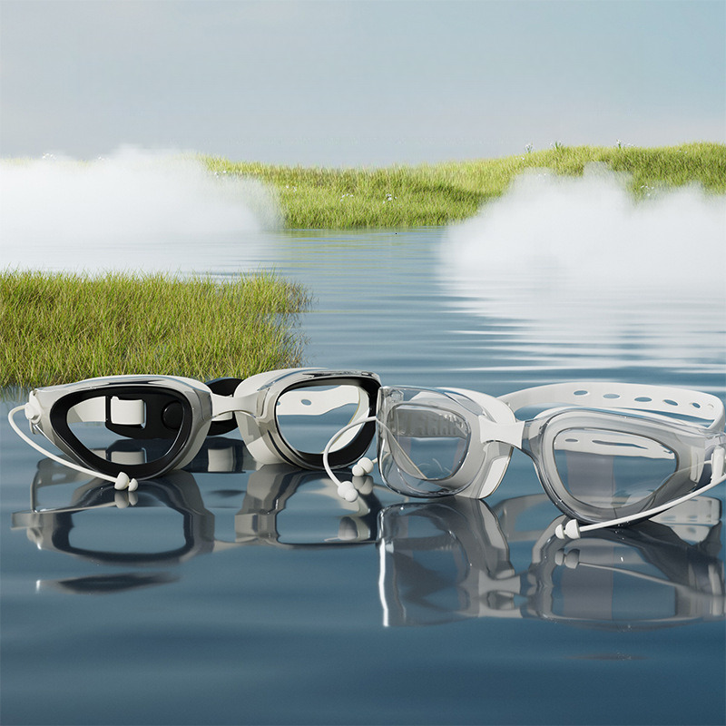 Children's Waterproof Anti-Fog HD Boys Goggles Swim Cap Large Frame Girls Professional Swimming Glasses Non-Tightening