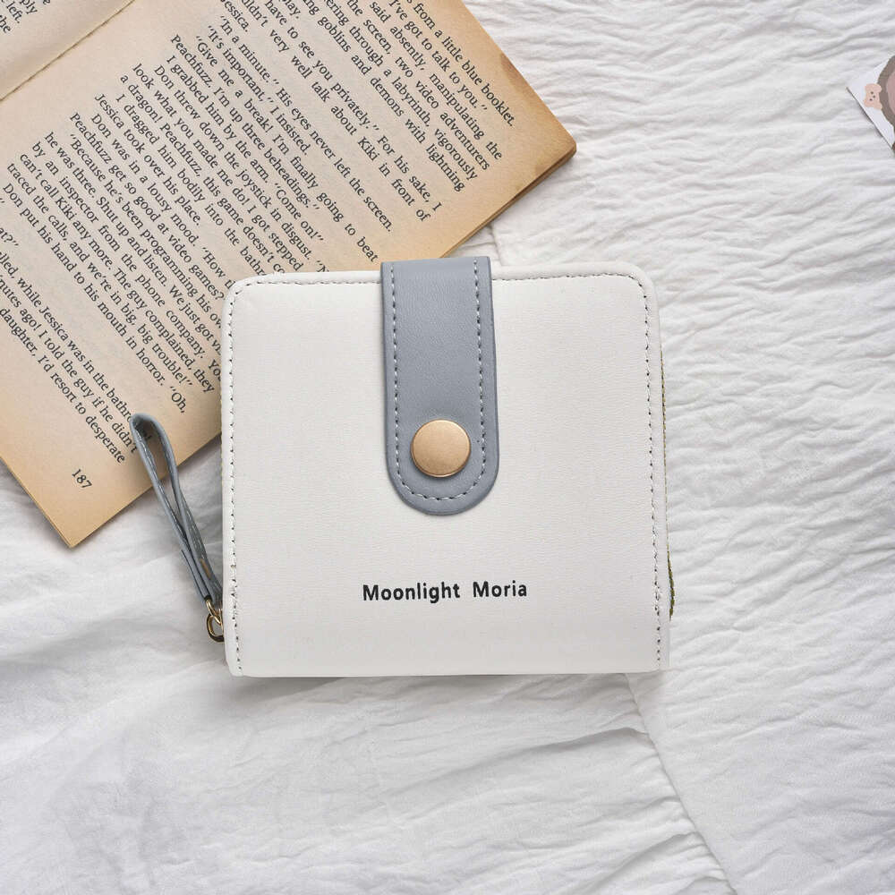Macaron Color New for Women Short Fresh Snap Button Soft Wallet Fashion Zipper Coin Purse