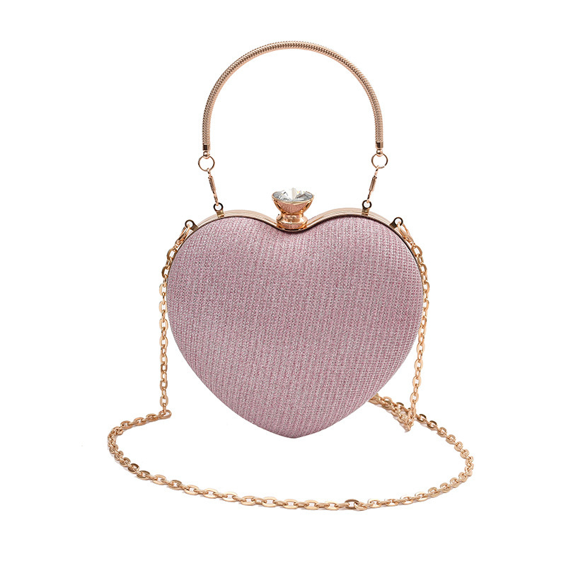 Style 2025 New Chain Crossbody Bag Hot-Selling Handbag Shoulder Heart-Shaped Bag with Inlaid Diamonds Metal Handheld Crossbody Bag New Free Delivery D