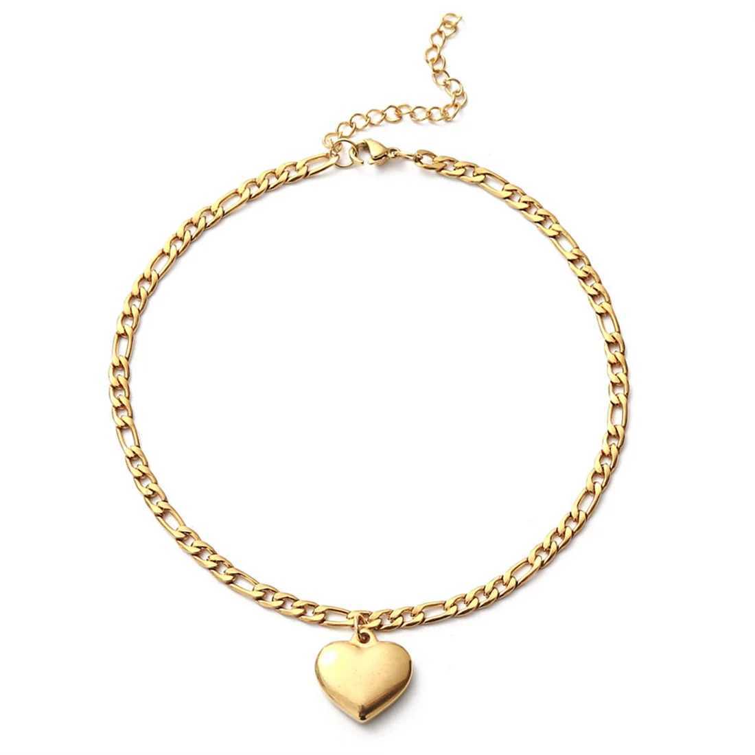 Heart Anklet For Women Gold Silver Color Stainless Steel Foot Leg Figaro Ankle Chain Bracelet Punk Summer Beach Jewelry Gift W250604