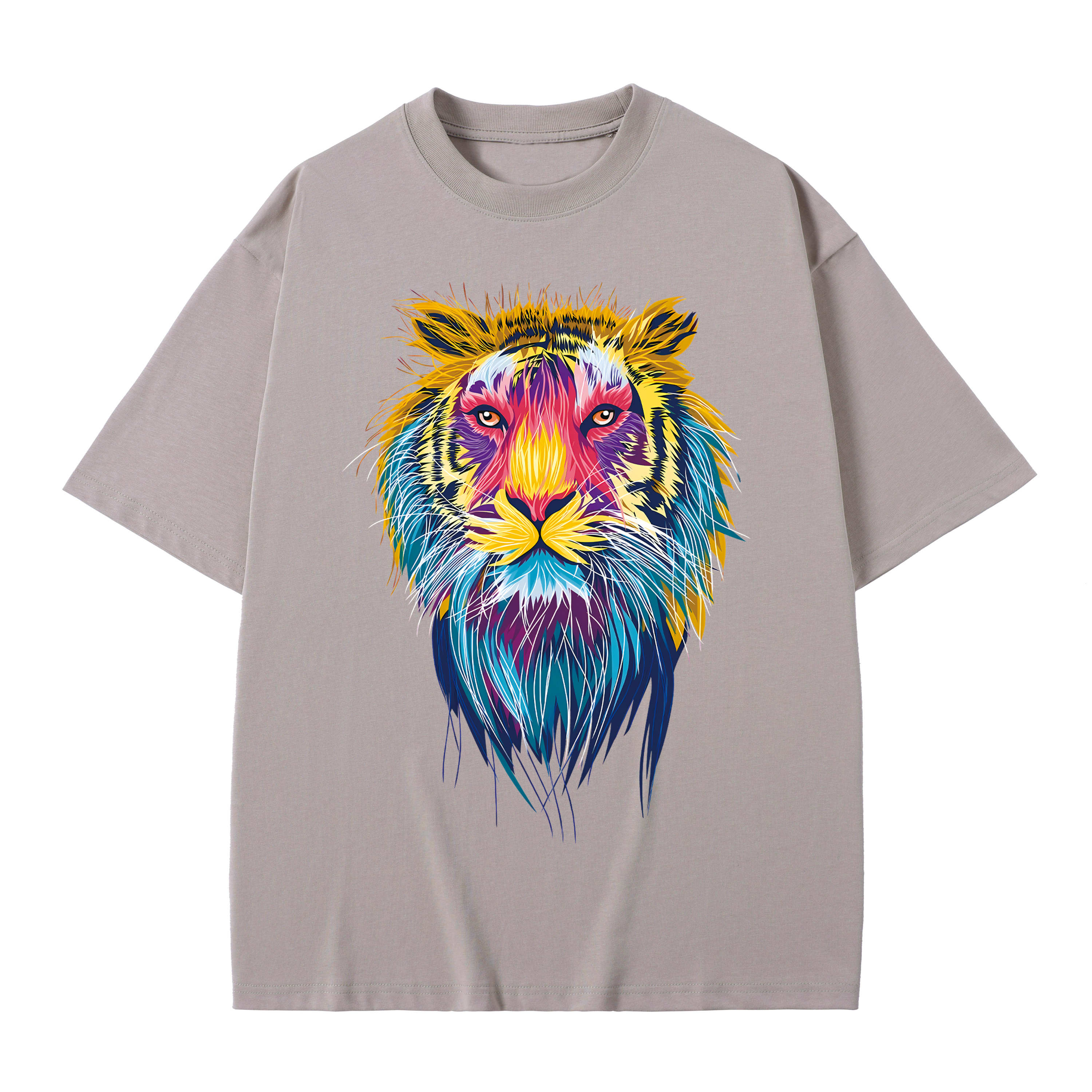 T-shirt men's top designer cotton T-shirt Colorful Tiger short sleeved clothing high-quality fashionable T-shirt BROADTRUE