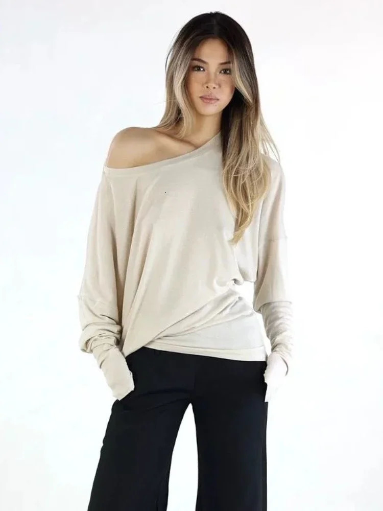 Oversized Grunge Solid Casual T-Shirt Pleated Vintage Simple Off Shoulder Tees Y2k Streetwear Tshirts Korean Y2k Tops Subculture 250603