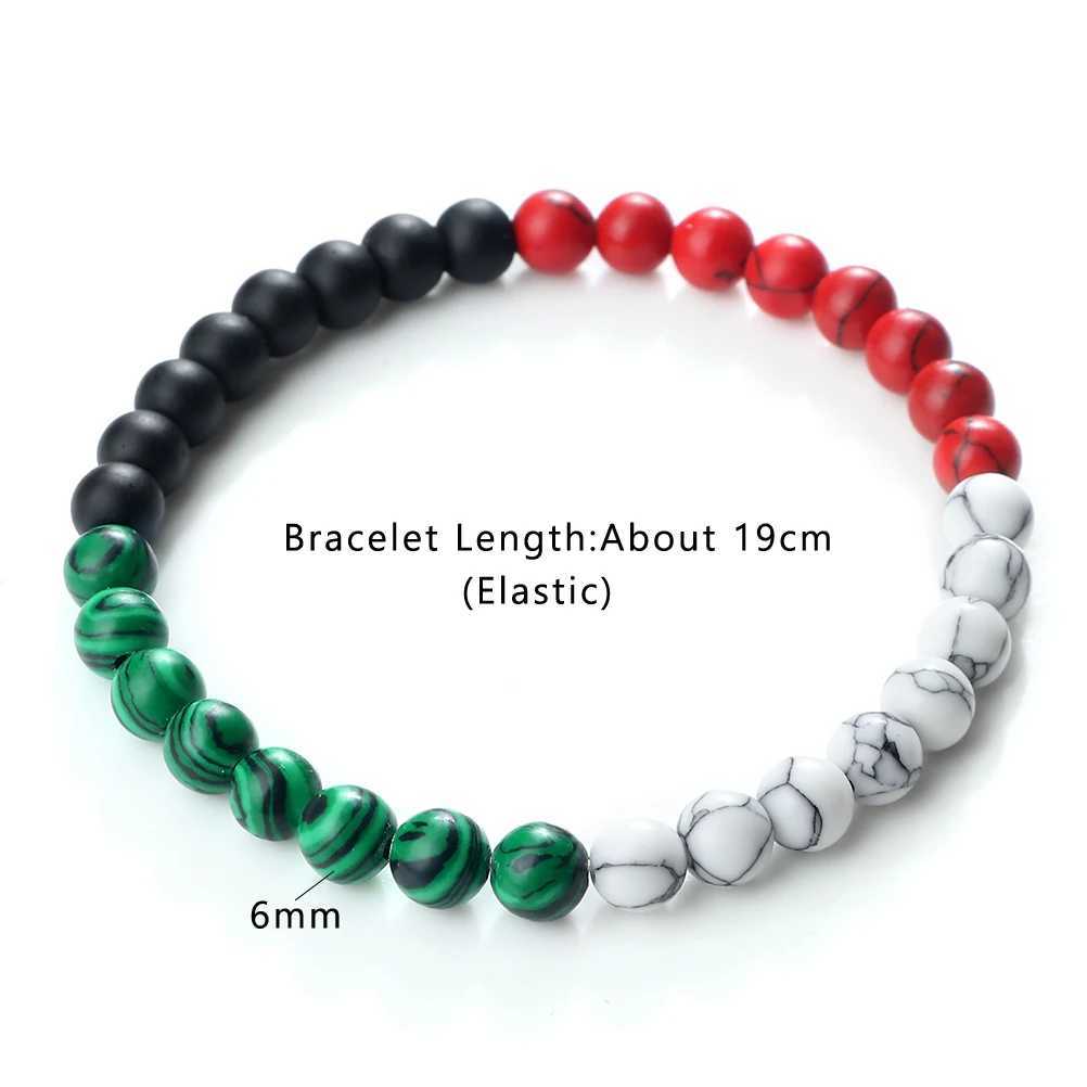Classic Natural Stone Palestine Flag Bracelet Men Women National Flag Beads Bracelet Christmas Prayer Beads Worship Jewelry Gift M250604
