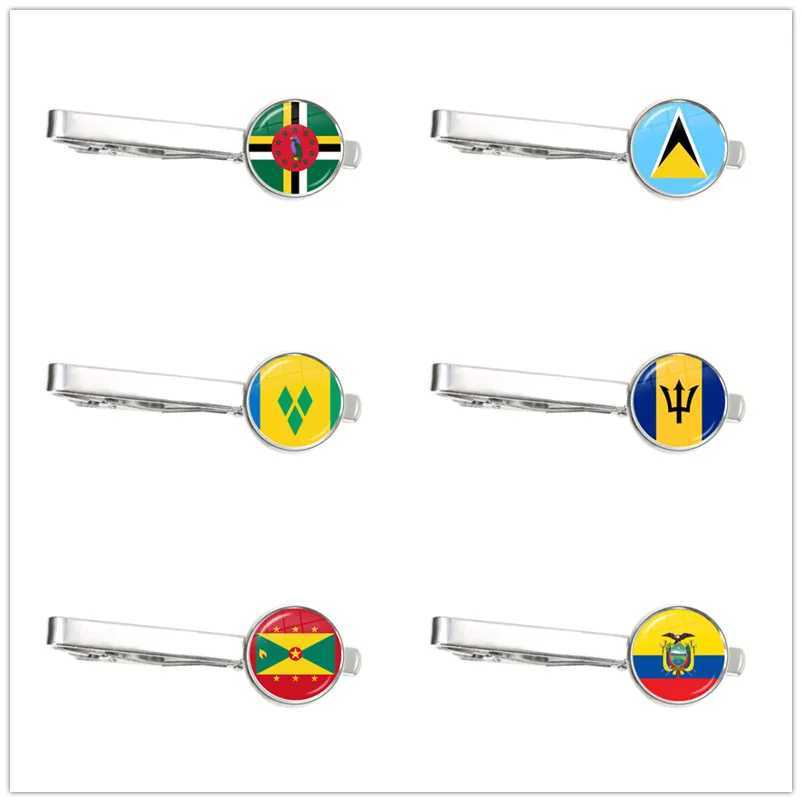 The Commonwealth of Dominica Saint Lucia Saint Vincent and the Grenadines Barbados Grenada Ecuador National Flag Glass Tie Clip W250604