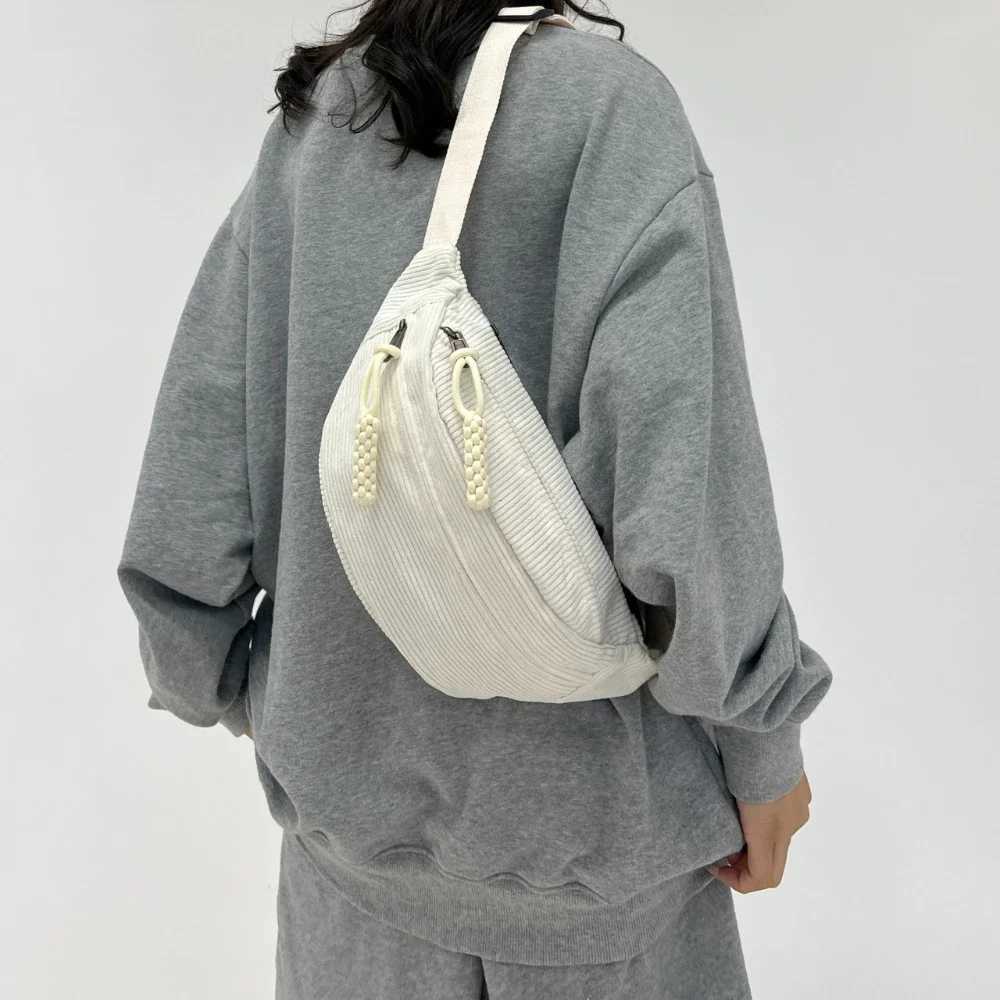 Women Waist Pack Large Capacity Corduroy Fanny Pack Street Style Chest Bag Fashion Shoulder Crossbody Bags Casual Waist Belt Bag W250604